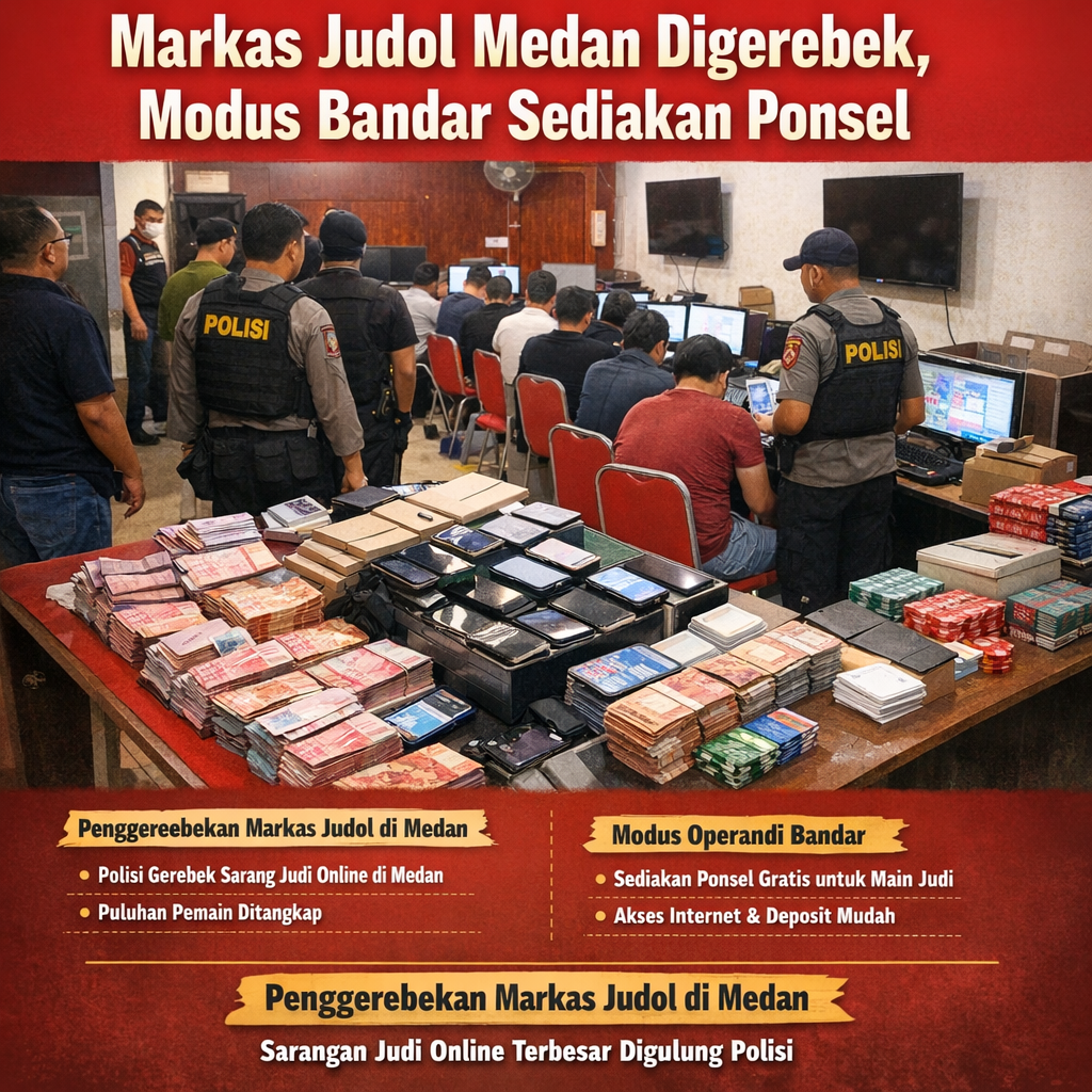Markas Judol Medan Digerebek, Modus Bandar Sediakan Ponsel